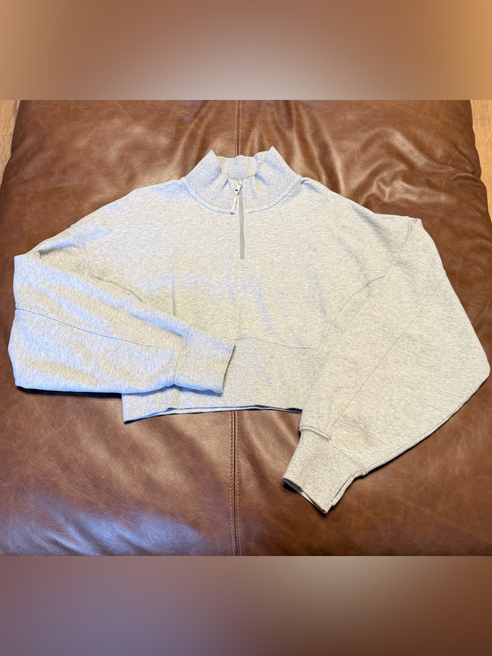 aerie OFFLINE Light Gray Crew Crop Sweatshirt